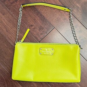 Kate Spade Wellesley Byrd chartreuse Green Pebbled Leather Chain Crossbody